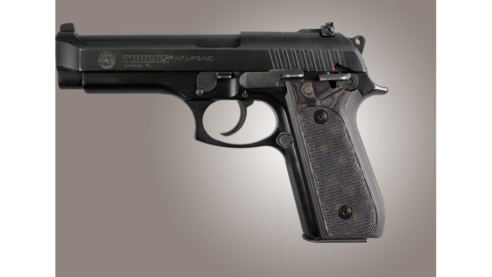 Hogue Taurus PT-99 PT-92 PT-100 PT-101 With Decocker Checkered G-10 - G-Mascus Black/Gray 99177-BLKGRY