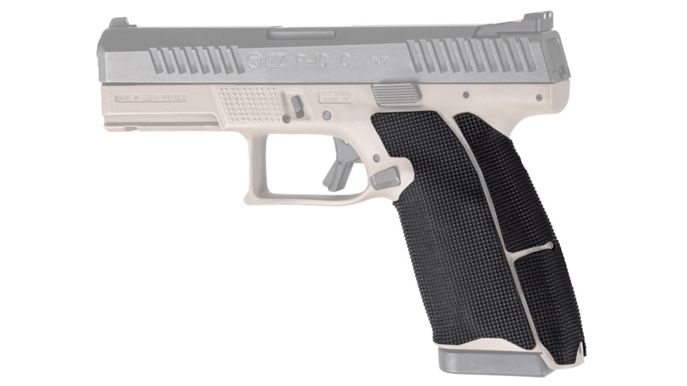 Hogue Wrapter Rubber 9mm Adhesive Pistol Grip, CZ P10 C, Black/Block Texture, 17838