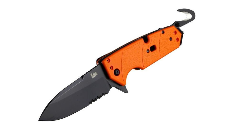 Hogue Xrt 3.75inch First Response Tool Folder Spear Point Blade Partially Serrated Flipper Black Finish G10 Scales - Orange - 34214