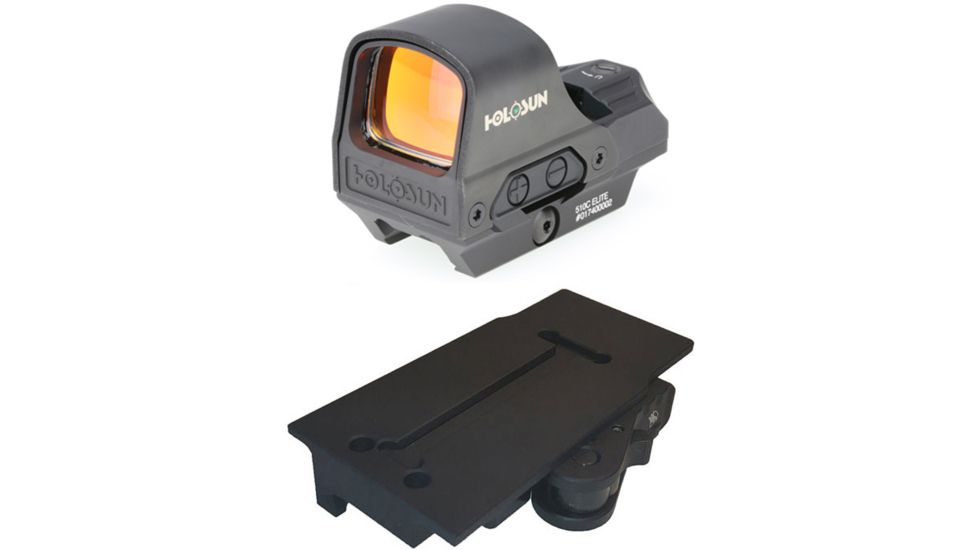 Holosun Flagship Open Reflex 2MOA Dot &amp; 65MOA Ring, Black, HE510C-GR ELITE with American Defense Manufacturing Holosun 510C Quick Detach Mount