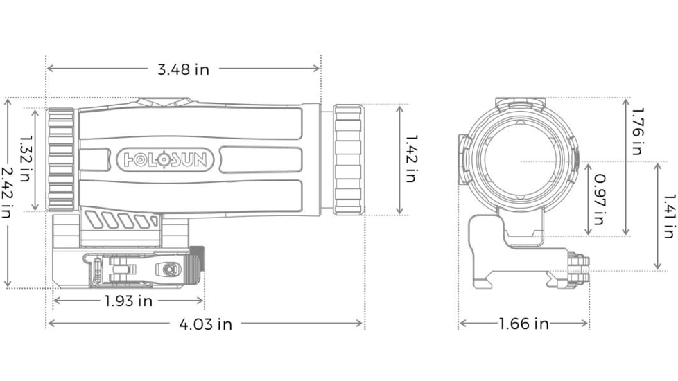 Holosun HM3X Red Dot Magnifier, 3X, Integrated QD Mount w/Optional Spacer, Black, HM3X