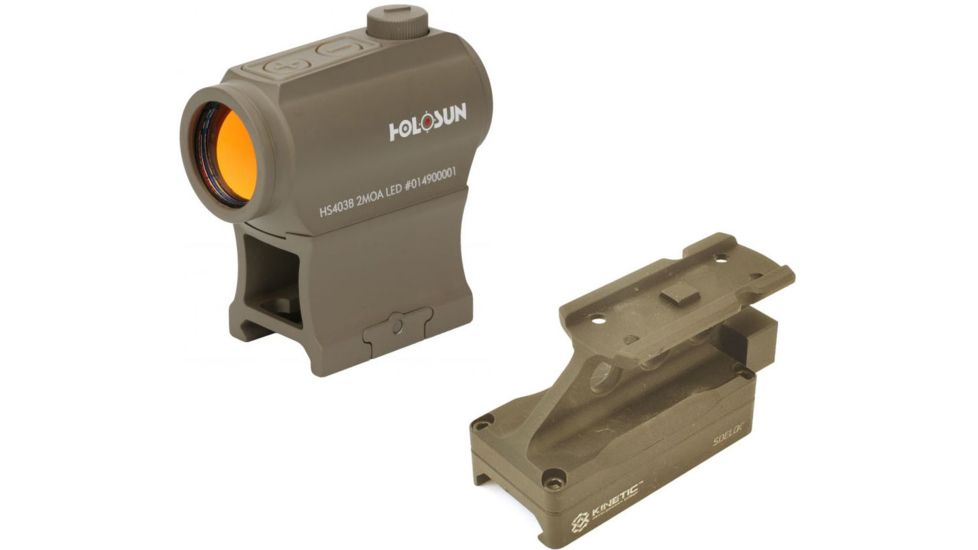 Holosun LED Red Dot Sight w/Kinetic Development SIDELOK Aimpoint Micro Mount Lower 1/3 Co-Witness, Flat Dark Earth