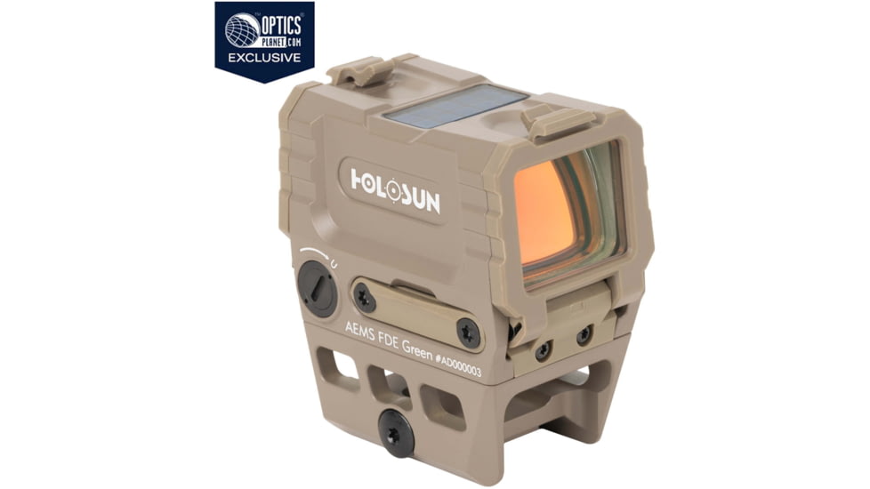 Holosun OPMOD AEMS Red Dot Sight, Green MRS, 1x, 2 MOA Dot, Flat Dark Earth