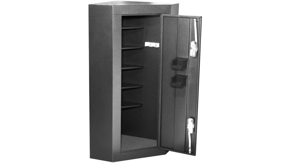 Homak Corner Gun Cabinet - Silver