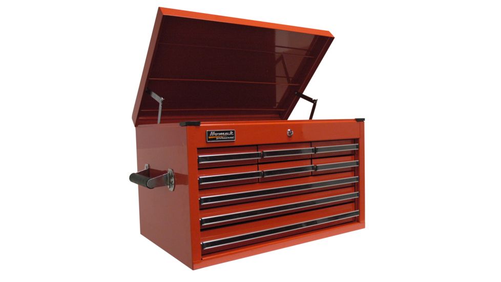 Homak 27in Professional Extended Top Chest w/ 9 Drawers, Red RD02027901