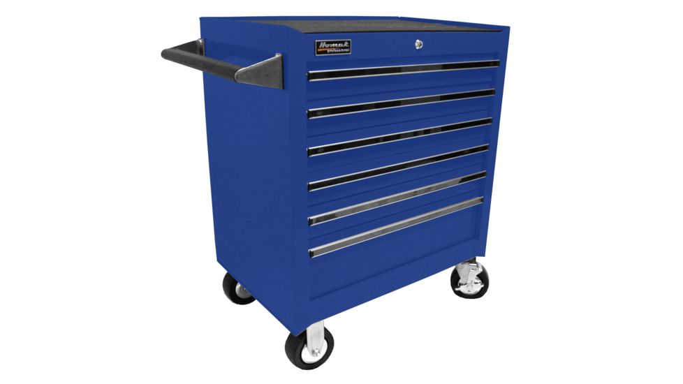 Homak 27in Professional Rolling Cabinet w/ 6 Drawers, Blue BL04062601