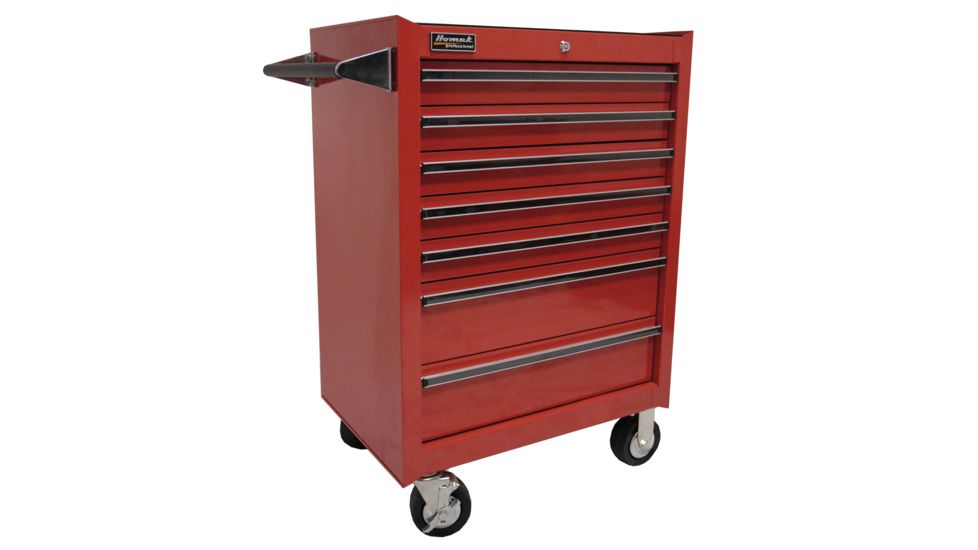 Homak 27in Professional Rolling Cabinet w/ 7 Drawers, Red RD04072601