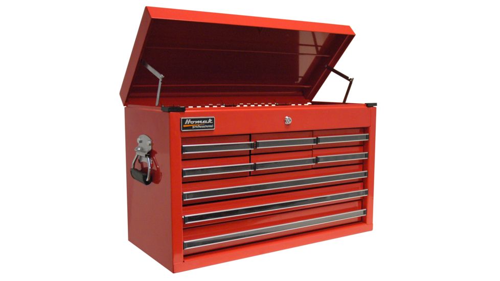 Homak 27in Professional Top Chest w/ 9 Drawers, Red RD02092601