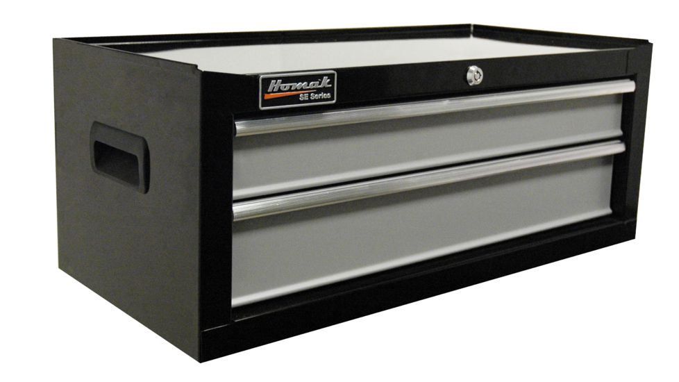 Homak 27in SE Series Mid Chest w/ 2 Drawers, Black And Gray BG03027203
