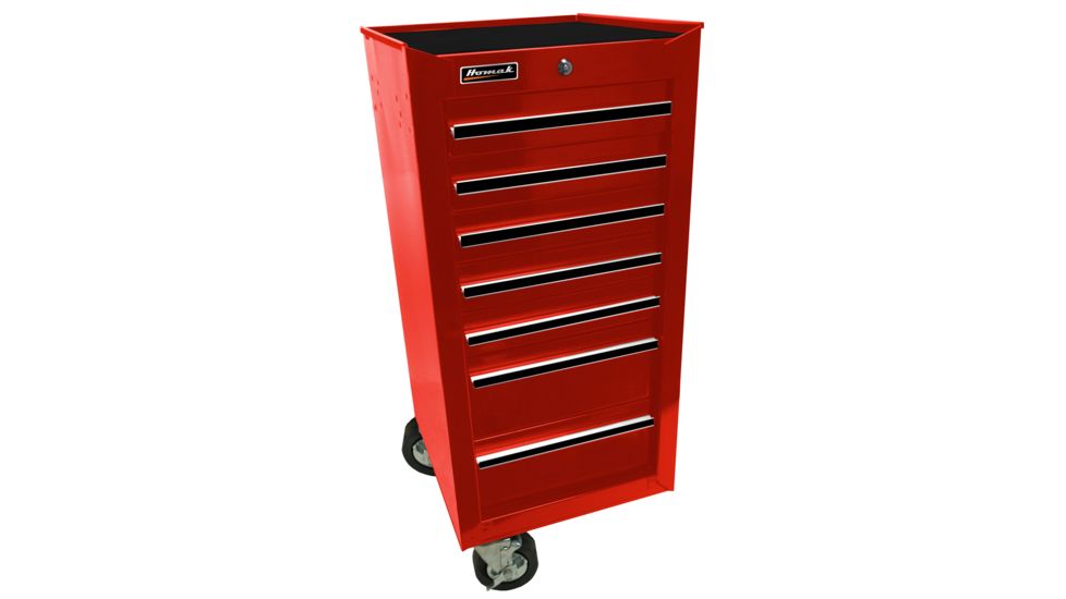 Homak 41in Side Cabinet Add-On w/ 7 Drawers, Red RD08041071