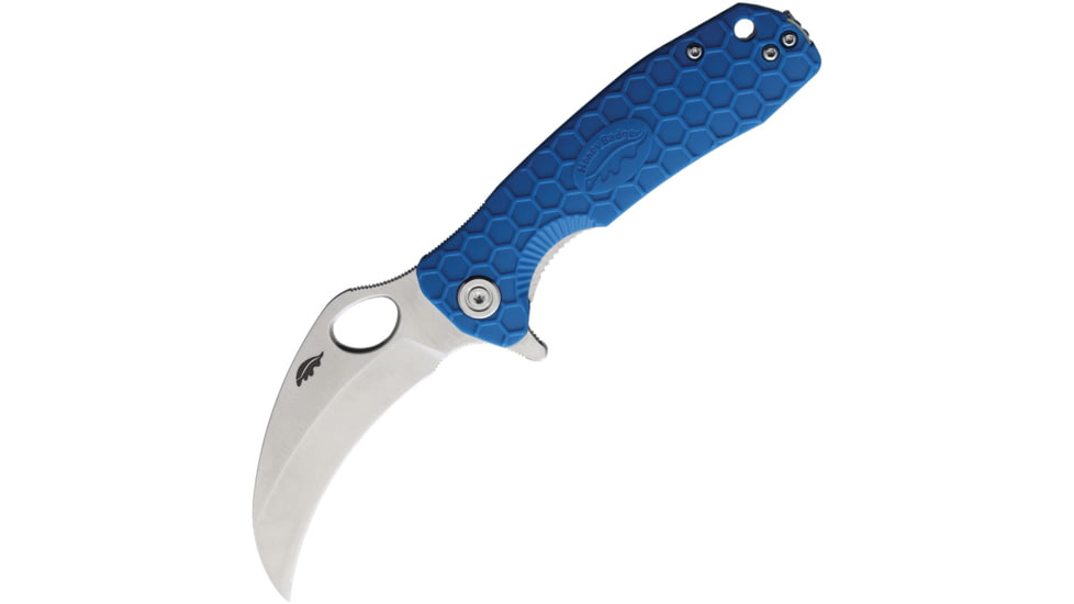 Honey Badger Knives Claw Linerlock Folding Knife, 3 satin finish 8Cr13MoV stainless blade, Blue textured GRN handle, HB1149
