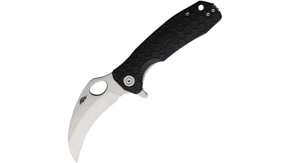 Honey Badger Knives Claw Linerlock Folding Knife, 3" satin finish D2 tool steel blade, Black textured GRN handle, HB1115