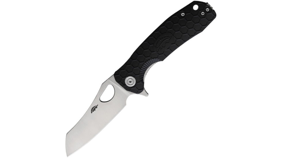 Honey Badger Knives Warncleaver Linerlock Folding Knife, 3.13 satin finish 8Cr13MoV stainless blade, Black textured GRN handle, HB1038