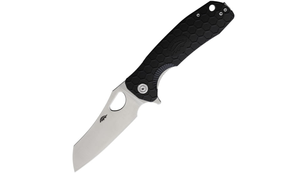 Honey Badger Knives Warncleaver Linerlock Folding Knife, 3.63 satin finish D2 tool steel blade, Black textured GRN handle, HB1104