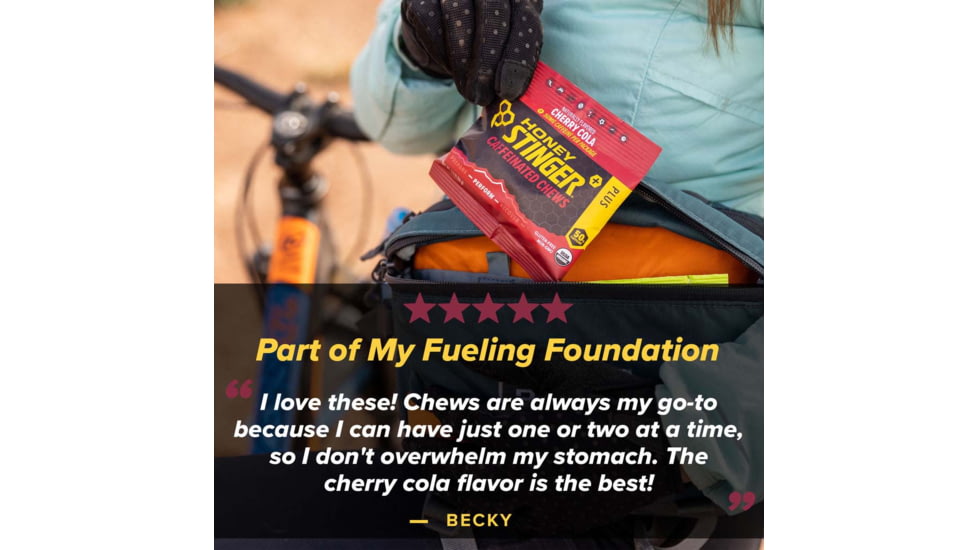 Honey Stinger Caffeinated Chews, Cherry Cola, 1.8 oz Bag, 78312