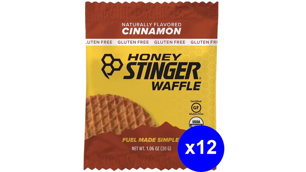 Honey Stinger Gluten Free Organic Waffle, Cinnamon -1 oz Packet/12 Count Box, 12 Pack