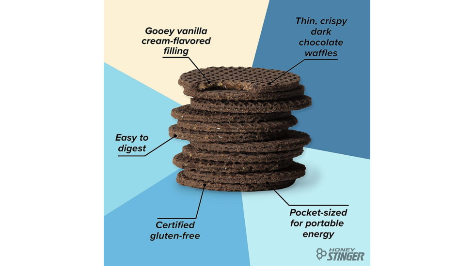 Honey Stinger Gluten Free Organic Waffle, Cookies &amp; Cream, 1 oz Pack, 76112