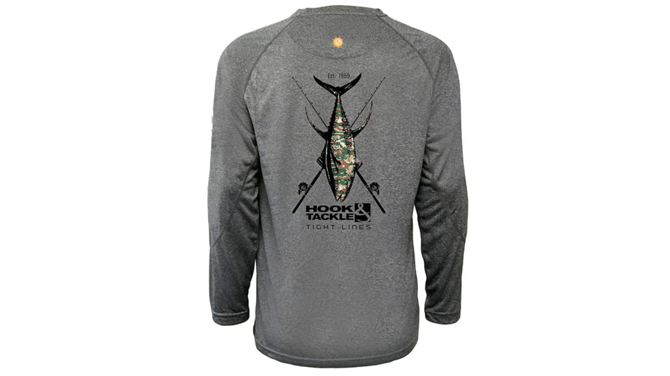 Hook &amp; Tackle Mens Camo Tuna L/S UV Fishing Shirt, M013988L-001-XL