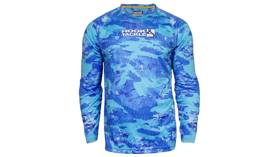 Hook &amp; Tackle Fractal Camo Waves UV Fishing Shirt 8-20, C013975L-600-L