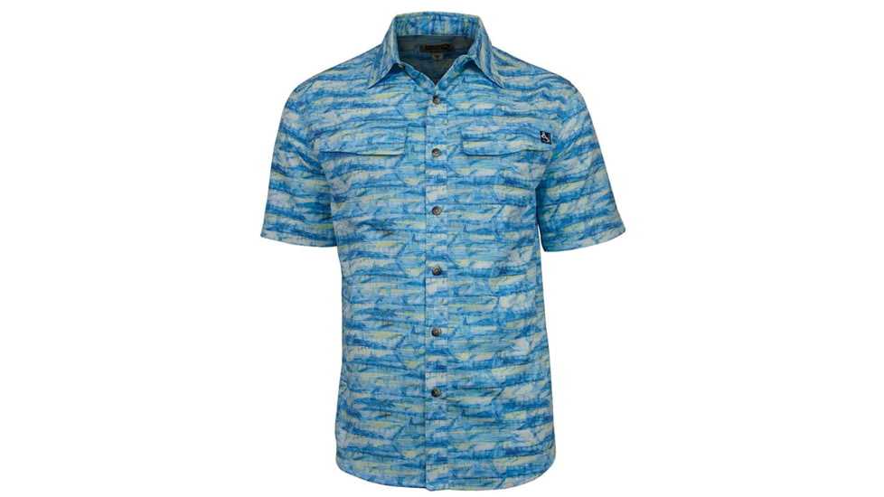 Hook &amp; Tackle Mens Marlin Camo UV Vented Fishing Shirt, M01075S-217-2XL