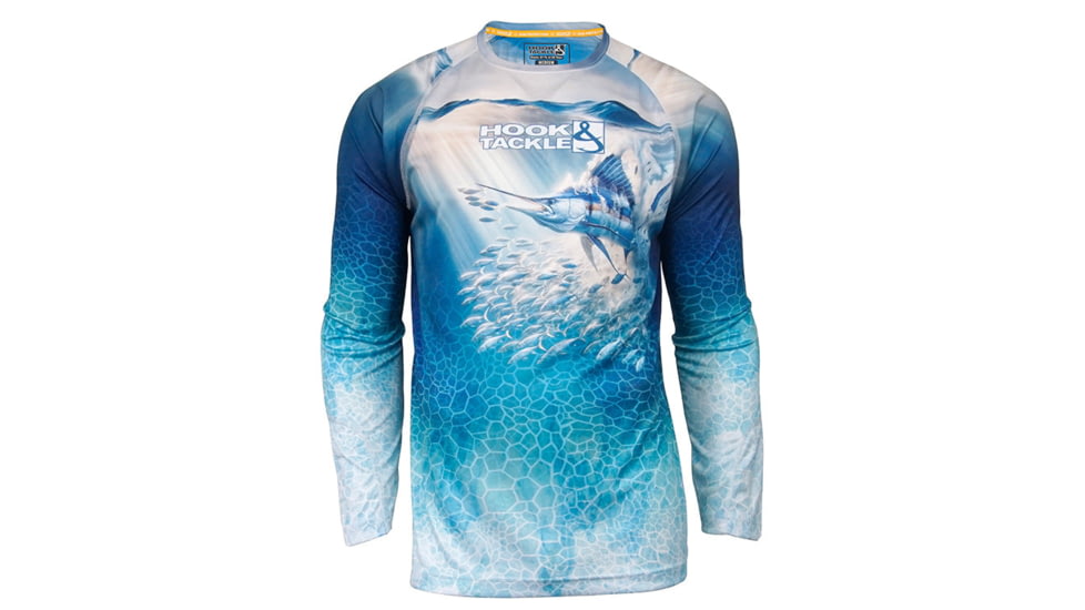 Hook &amp; Tackle Mens Marlin Strike Dolphin L/S UV Fishing Shirt, M013003L-200-XL