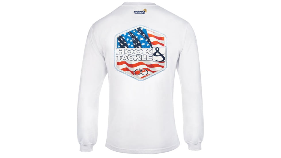 Hook &amp; Tackle Mens Star Spangled L/S UV Fishing T-Shirt, M013899-001-L