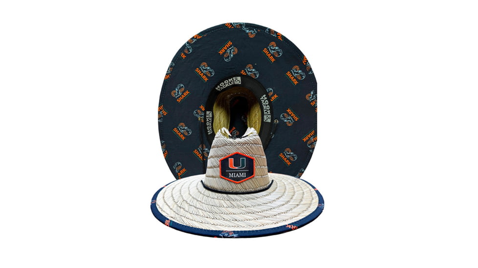 Hook &amp; Tackle University of Miami Logo Straw Hat, M015038-060-M/L