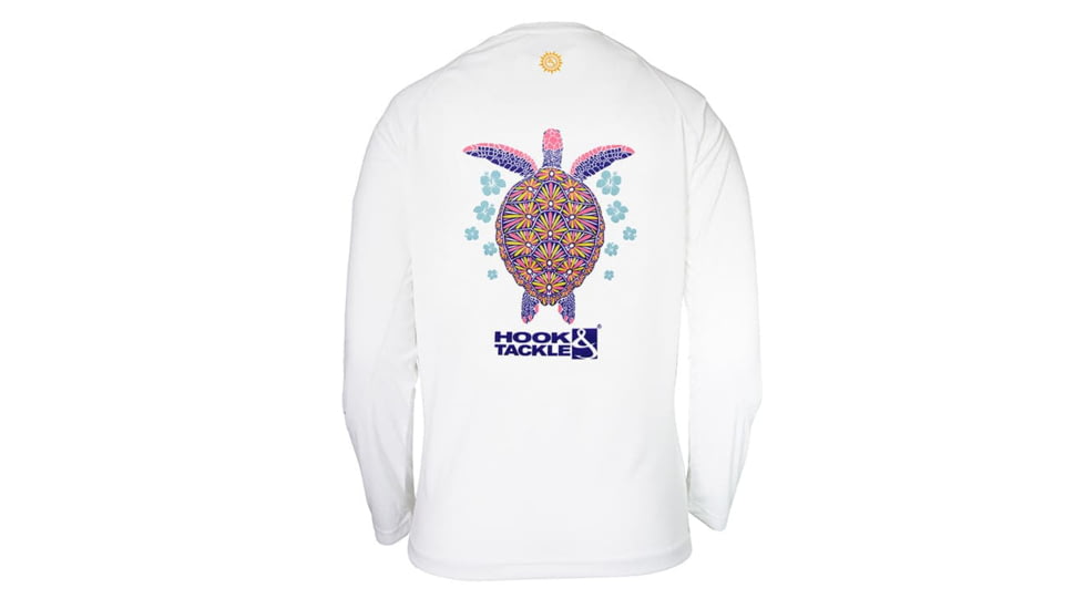 Hook &amp; Tackle Womens Turtle Flowers L/S UV Fishing Shirt, W01328L-001-S
