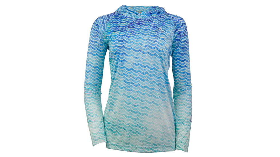 Hook &amp; Tackle Womens Waves L/S UV Fishing Hoodie, W01332H-900-XS