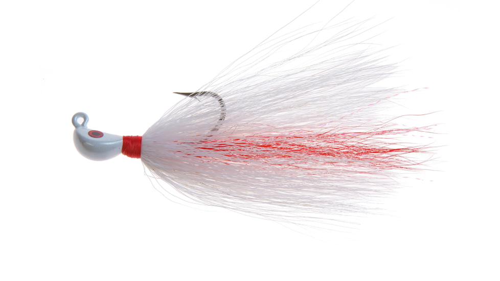 Hookup Inshore Premium Bucktail Jig, 1/2 oz White/Red/White, 4/0 VMC Perma Steel Hook, 116-03