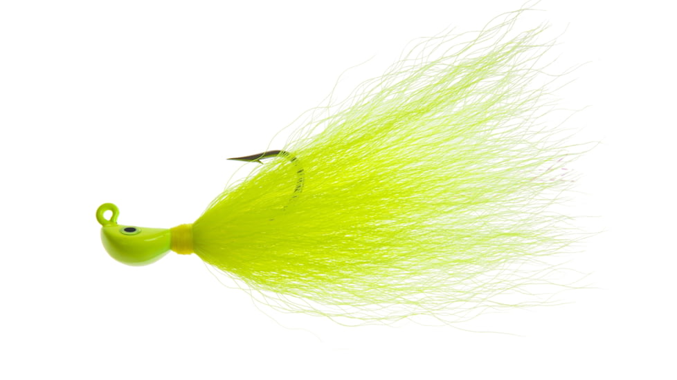 Hookup Inshore Premium Bucktail Jig, 1/4 oz, Chartreuse 2/0 VMC Perma Steel Hook, 112-02
