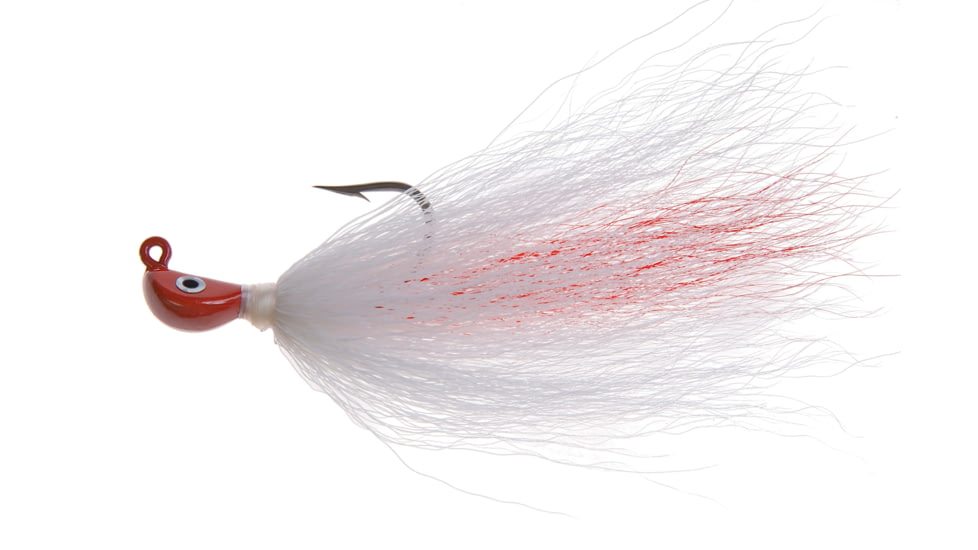 Hookup Inshore Premium Bucktail Jig, 1/4 oz, Red/White 2/0 VMC Perma Steel Hook, 112-09