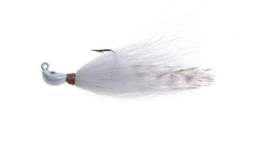 Hookup Inshore Premium Bucktail Jig, 1/4 oz, White/Griz 2/0 VMC Perma Steel Hook, 112-10