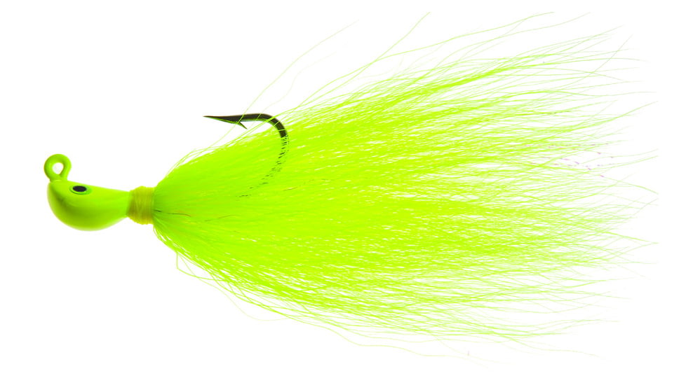 Hookup Inshore Premium Bucktail Jig, 3/8 oz, Chartreuse 4/0 VMC Perma Steel Hook, 115-02