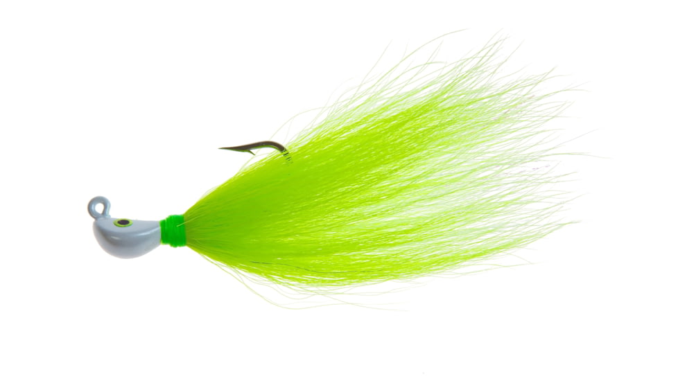 Hookup Inshore Premium Bucktail Jig, 3/8 oz, White/Green 4/0 VMC Perma Steel Hook, 115-13