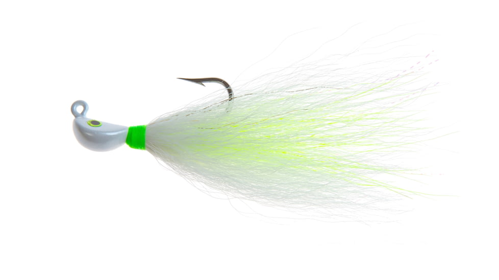 Hookup Inshore Premium Bucktail Jig, 3/8 oz White/Green/White, 4/0 VMC Perma Steel Hook, 115-01