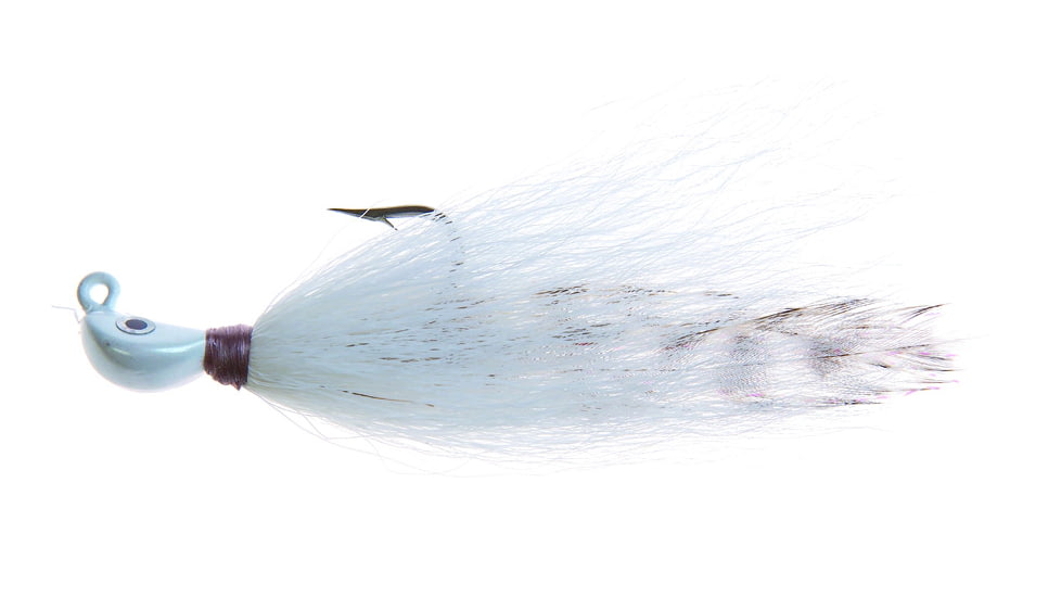 Hookup Inshore Premium Bucktail Jig, 3/8 oz, White/Griz 4/0 VMC Perma Steel Hook, 115-10