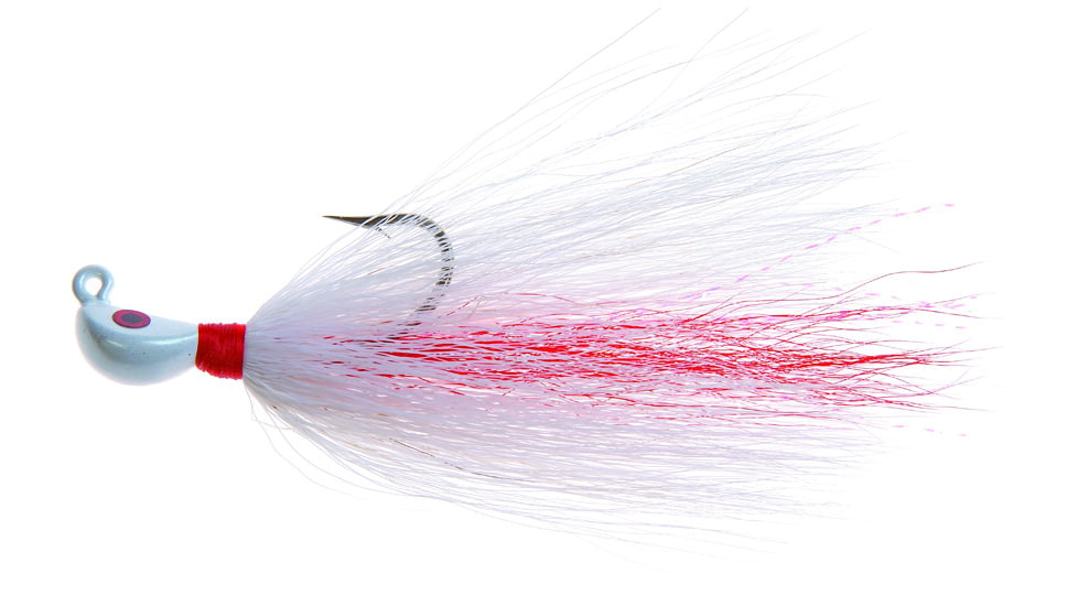 Hookup Inshore Premium Bucktail Jig, 3/8 oz White/Red/White, 4/0 VMC Perma Steel Hook, 115-03