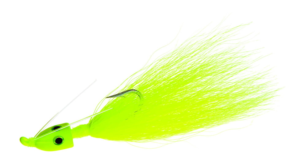 Hookup Weedless Bucktail Jig 1/4 oz, Chartreuse, 1/0 Mustad Forged Duratin Hook, 113-02