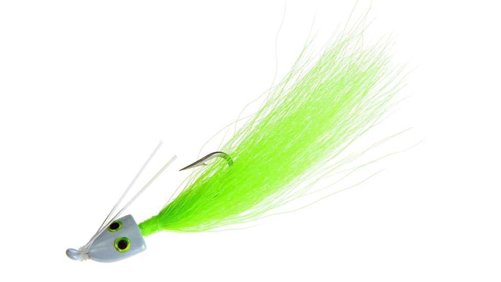 Hookup Weedless Bucktail Jig 1/4 oz, White/Green, 1/0 Mustad Forged Duratin Hook, 113-13