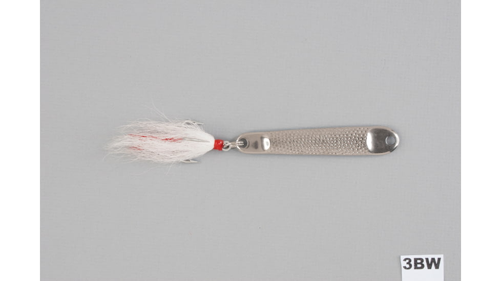 Hopkins Hammered Spoon w/Bucktail Treble Hook, Stainless Steel, 1 1/4oz, 3 1/2in, 3BW