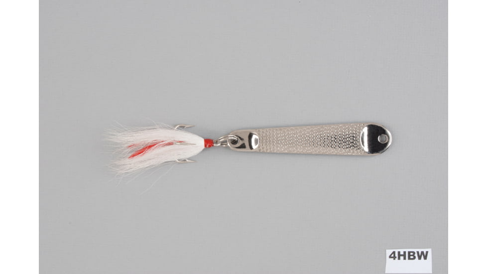 Hopkins Hammered Spoon w/Bucktail Treble Hook, Stainless Steel, 3oz, 4 1/2in, 4HBW