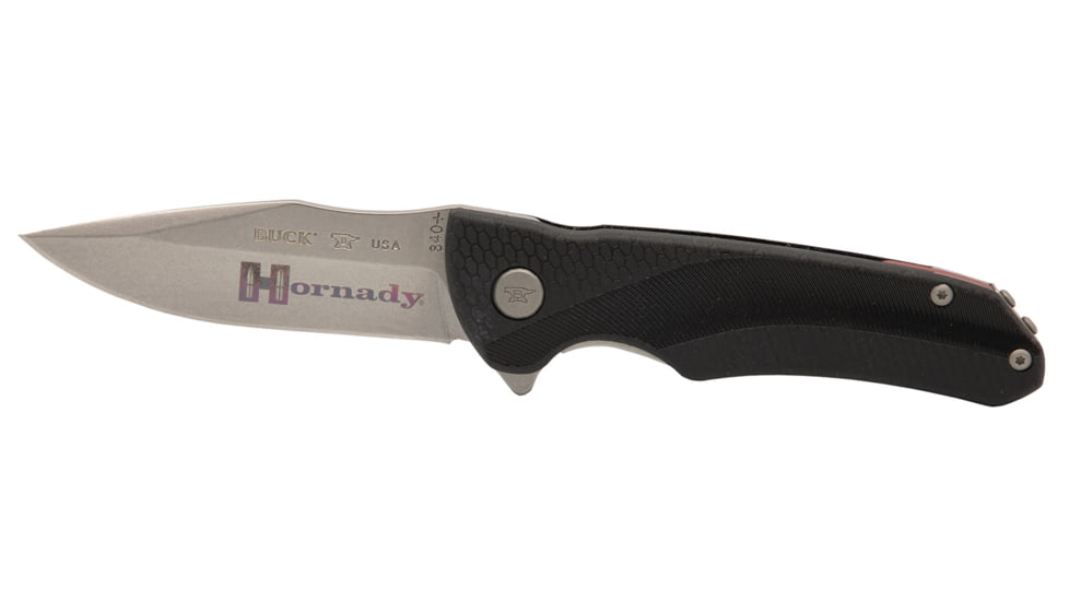 Hornady Buck Folding Knife, 420HC Stainless Steel, Drop Point Blade, Black Glass-Filled Nylon Handle, 99143