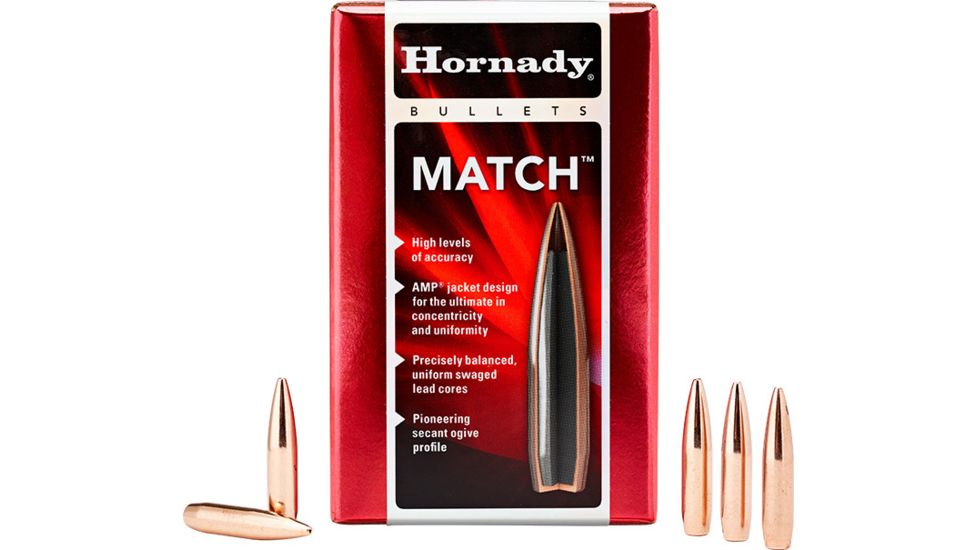 Hornady 3039 Match 308 Caliber .308 155 GR Boat Tail Hollow Point Match 100 Bo