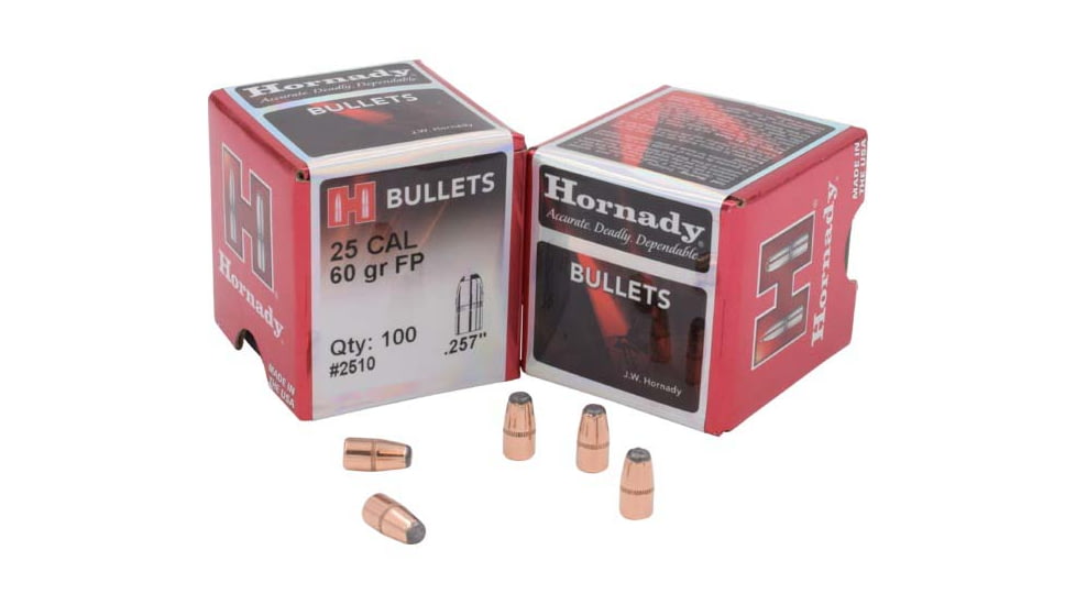 Hornady 2510 Traditional Rifle 25 Caliber .257 60 GR Flat Point 100 Box