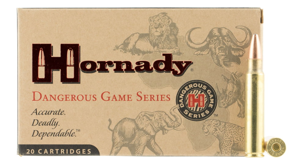 Hornady Dangerous Game .458 Lott 500 grain Dangerous Game Solid Brass Cased Centerfire Rifle Ammo, 20 Rounds, 8262