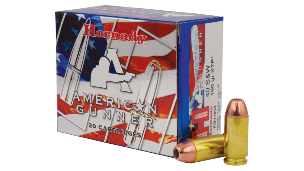 Hornady American Gunner .40 S&amp;W 180 grain eXtreme Terminal Performance Brass Cased Centerfire Pistol Ammo, 20 Rounds, 91364