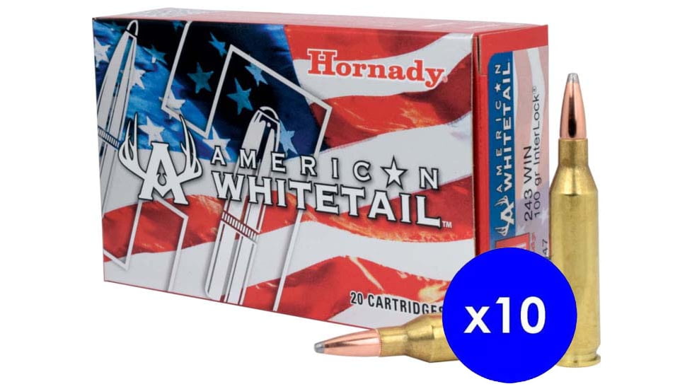 Hornady American Whitetail .243 Winchester 100 grain InterLock Boat-Tail SP Brass Cased Centerfire Rifle Ammo
