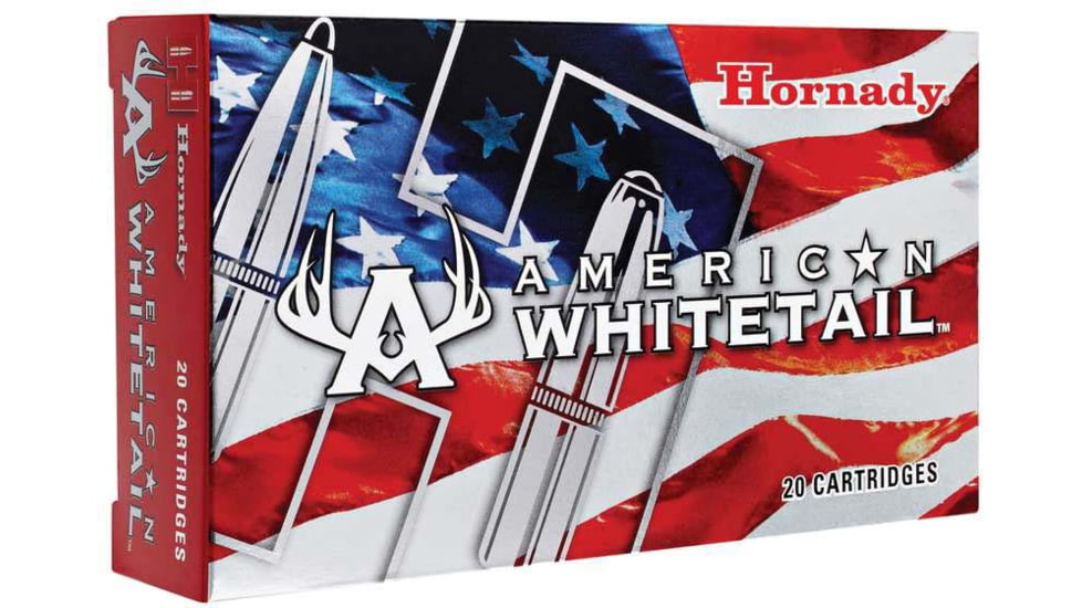 Hornady American Whitetail .243 Winchester 100 grain InterLock Boat-Tail SP Brass Cased Centerfire Rifle Ammo, 20 Rounds, 8047