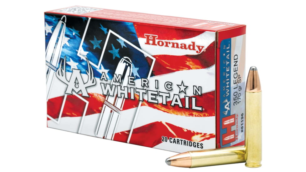 Hornady American Whitetail .350 Legend 170 grain InterLock SP Brass Cased Centerfire Rifle Ammo, 20 Rounds, 81196